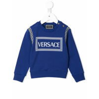 Young Versace Conjunto de macacão com estampa de logo - Azul