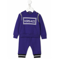 Young Versace Conjunto esportivo com logo contrastante - Azul