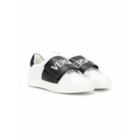 Young Versace embroidered logo low-top trainers - Preto
