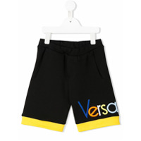 Young Versace embroidered logo track shorts - Preto