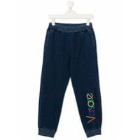 Young Versace embroidered logo track trousers - Azul