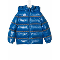 Young Versace feather-down jacket with logo tape detail - Azul
