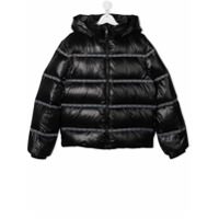 Young Versace feather-down jacket with logo tape detail - Preto