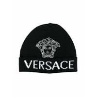 Young Versace Gorro de tricô com logo - Preto