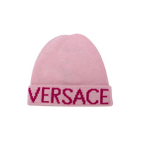 Young Versace Gorro de tricô com logo - Rosa
