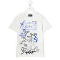 Young Versace graffiti logo print T-shirt - Branco