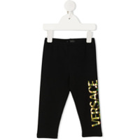 Young Versace Legging com estampa de logo - Preto