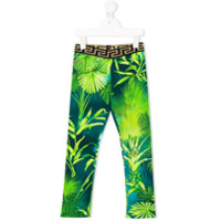 Young Versace Legging slim com estampa tropical - Verde