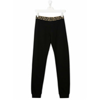 Young Versace Legging slim com logo - Preto