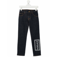 Young Versace logo print slim-fit jeans - Azul