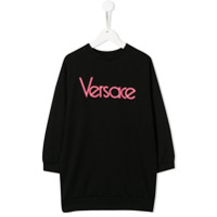 Young Versace logo print sweatshirt dress - Preto