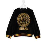 Young Versace Moletom com bordado de logo Medusa - Preto