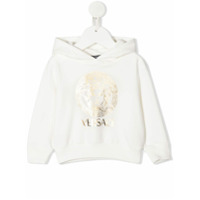 Young Versace Moletom com capuz e estampa de logo - Branco