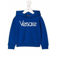 Young Versace Moletom com estampa de logo e capuz - Azul