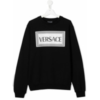 Young Versace Moletom com estampa de logo - Preto