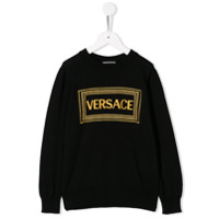 Young Versace Moletom com logo bordado - Preto