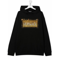 Young Versace Moletom com logo e capuz - Preto