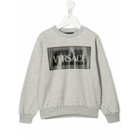 Young Versace Moletom com mangas raglan e estampa de logo - Cinza