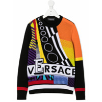 Young Versace Pop Temple Jacquard Logo jumper - Preto
