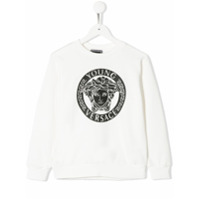 Young Versace Suéter com estampa de logo - Branco