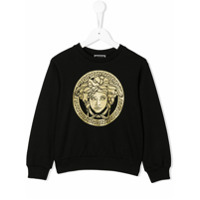 Young Versace Suéter com estampa de logo - Preto