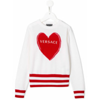 Young Versace Suéter de tricô com logo - Branco