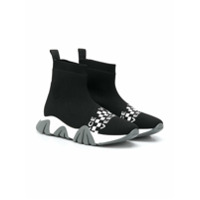 Young Versace Tênis cano alto com padronagem - Preto