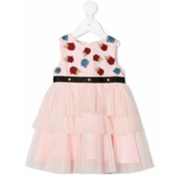 Young Versace Vestido com bordado de rosas