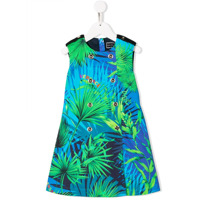 Young Versace Vestido com estampa de palmeiras - Azul