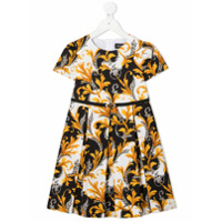 Young Versace Vestido midi com estampa barroca - Branco