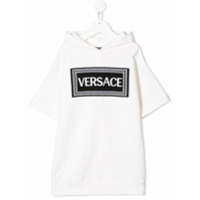 Young Versace Vestido moletom com patch - Branco