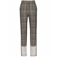 Y/Project Calça xadrez com acabamento de mesh - Cinza