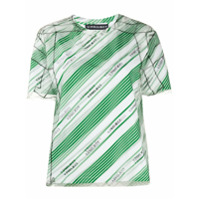 Y/Project Camiseta com listras e estampa de logo - Verde