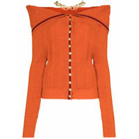 Y/Project Cardigan de lã canelado com detalhe de colar - Laranja