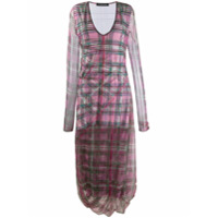 Y/Project Vestido xadrez com mangas longas - Rosa