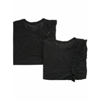 Y's Camiseta com acabamento de babados - Preto