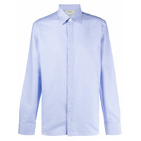 Z Zegna Camisa mangas longas de algodão com listras - Azul