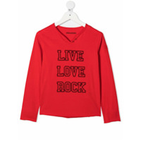 Zadig & Voltaire Kids Blusa mangas longas com estampa de slogan - Vermelho