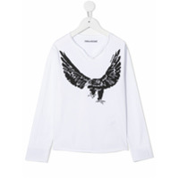 Zadig & Voltaire Kids Blusa mangas longas com estampa gráfica - Branco