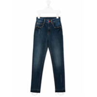 Zadig & Voltaire Kids Calça jeans reta cintura alta - Azul