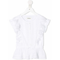 Zadig & Voltaire Kids Camisa Gisele de algodão com babados - Branco