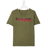Zadig & Voltaire Kids Camiseta com estampa na gola e efeito destroyed - Verde