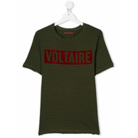 Zadig & Voltaire Kids Camiseta listrada com logo - Verde