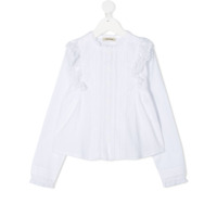 Zadig & Voltaire Kids frill pleated long-sleeve blouse - Branco