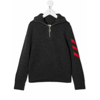 Zadig & Voltaire Kids Moletom com zíper e listra - Cinza