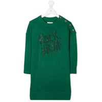 Zadig & Voltaire Kids Vestido de tricô com slogan bordado - Verde