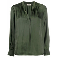 Zadig&Voltaire Blusa de cetim com fenda na gola - Verde