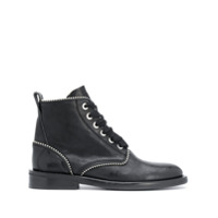 Zadig&Voltaire Bota de couro com tachas e cadarço - Preto
