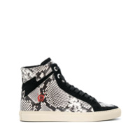 Zadig&Voltaire Tênis com efeito pele de cobra - Preto