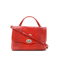 Zanellato Bolsa de couro com efeito pele de crocodilo - Vermelho